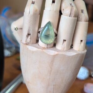 Silver Prehnite Ring